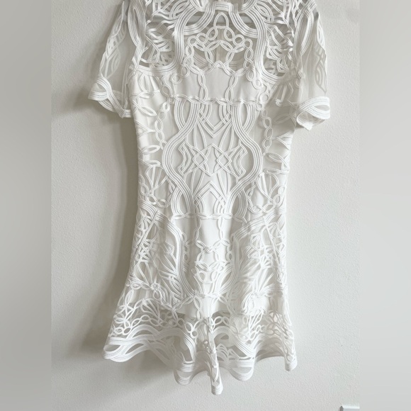 Jonathan Simkhai Ivory Truss Applique Cap Sleeve Mini Flare Dress 10 - Picture 5 of 11